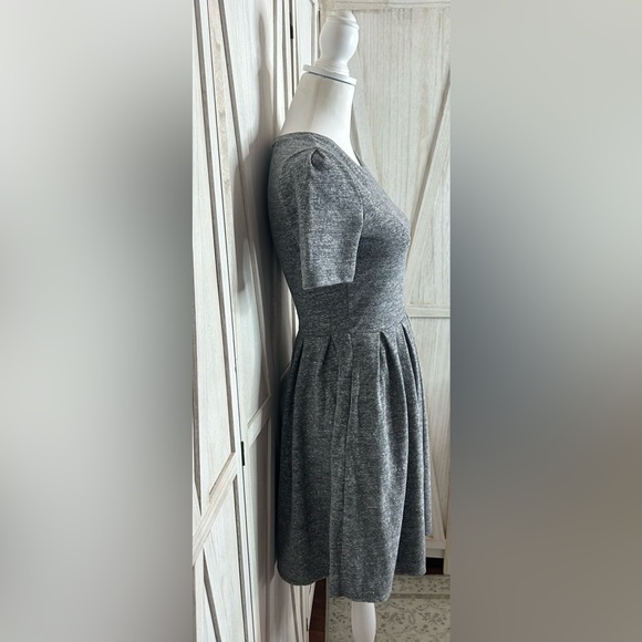 Madewell 1937 Grey Heathered Knit Fit Flare Mini Dress Short Sleeve Zip women XS - Picture 4 of 8